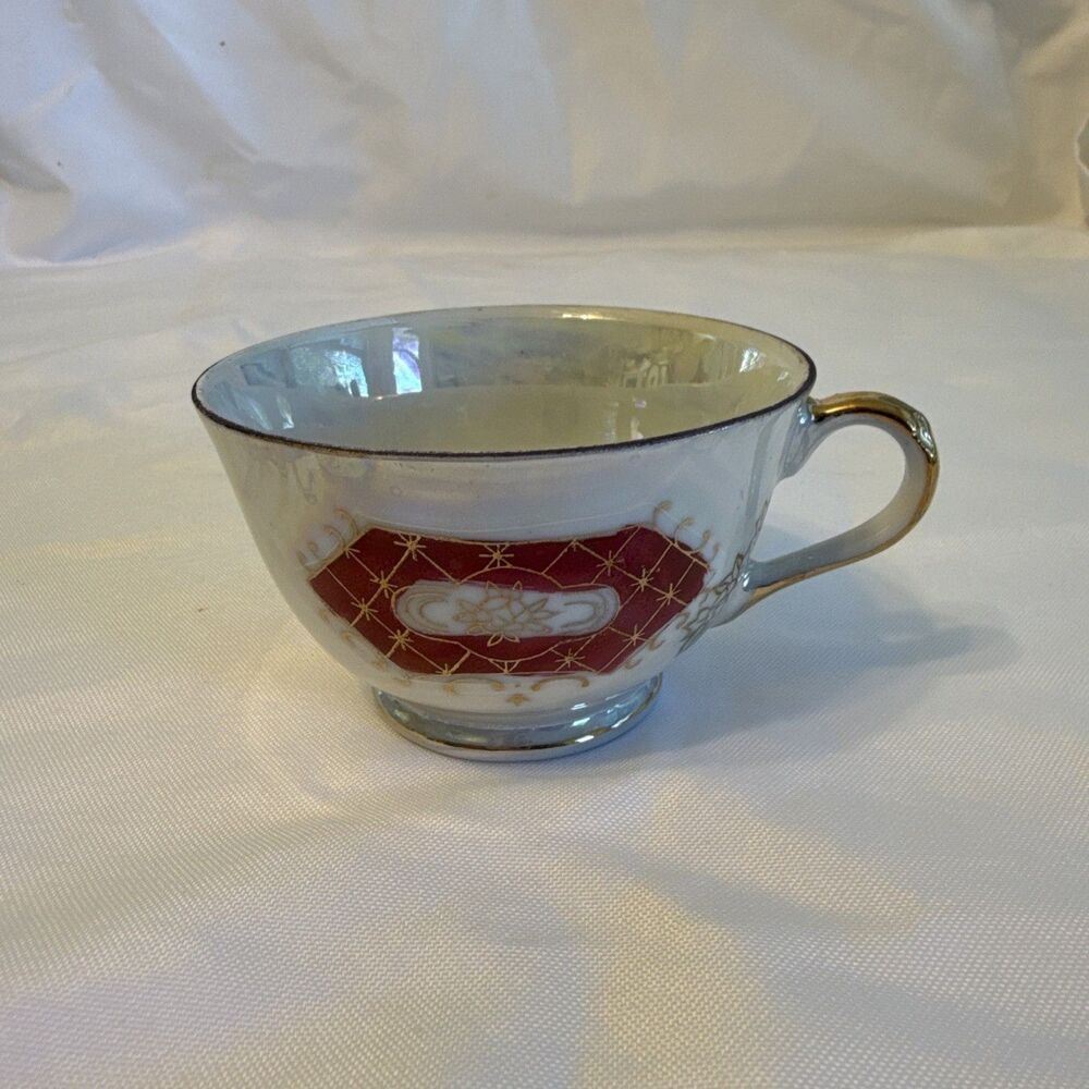 Japan Iridescent Red Gold Flower Tea Cup Del Coronado Nasco Product